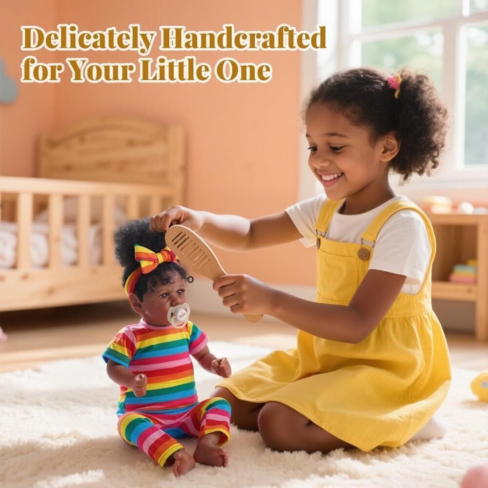 🆕20Inch African American Newborn Full Cloth Body Doll Brown Macie Girl Doll - Picture 3 of 8